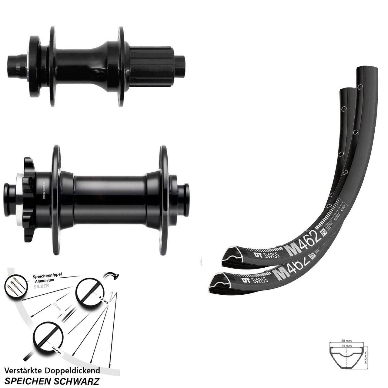 29 Zoll DT Swiss M462 Fastace Novatec D341 Disc Laufradsatz 15x110 12x148 8-12 fach