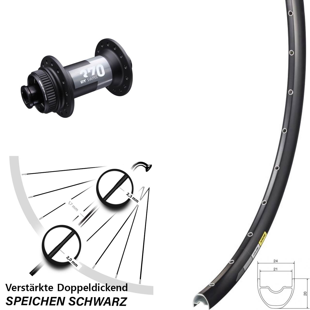 29 Zoll Mavic XC 621 DT Swiss 370 Centerlock Vorderrad 15x100