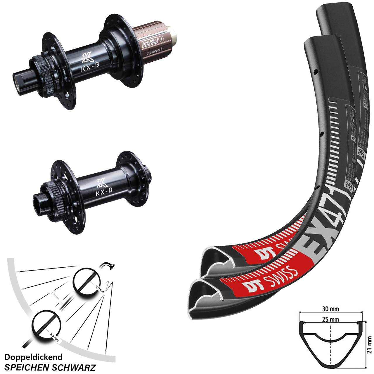MTB Laufradsatz Enduro 27,5 Zoll Boost DT Swiss EX 471 KX-B Centerlock Shimano 11-fach