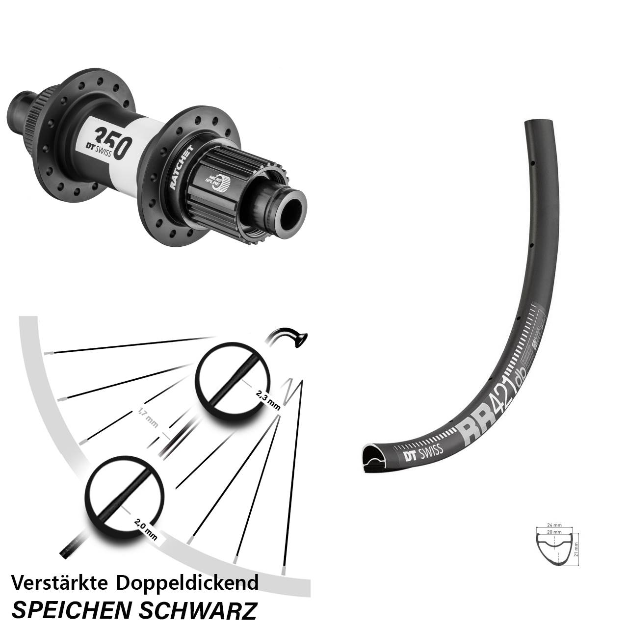 Disc Laufrad 12x142 28 Zoll DT Swiss RR 421-350 Micro Spline