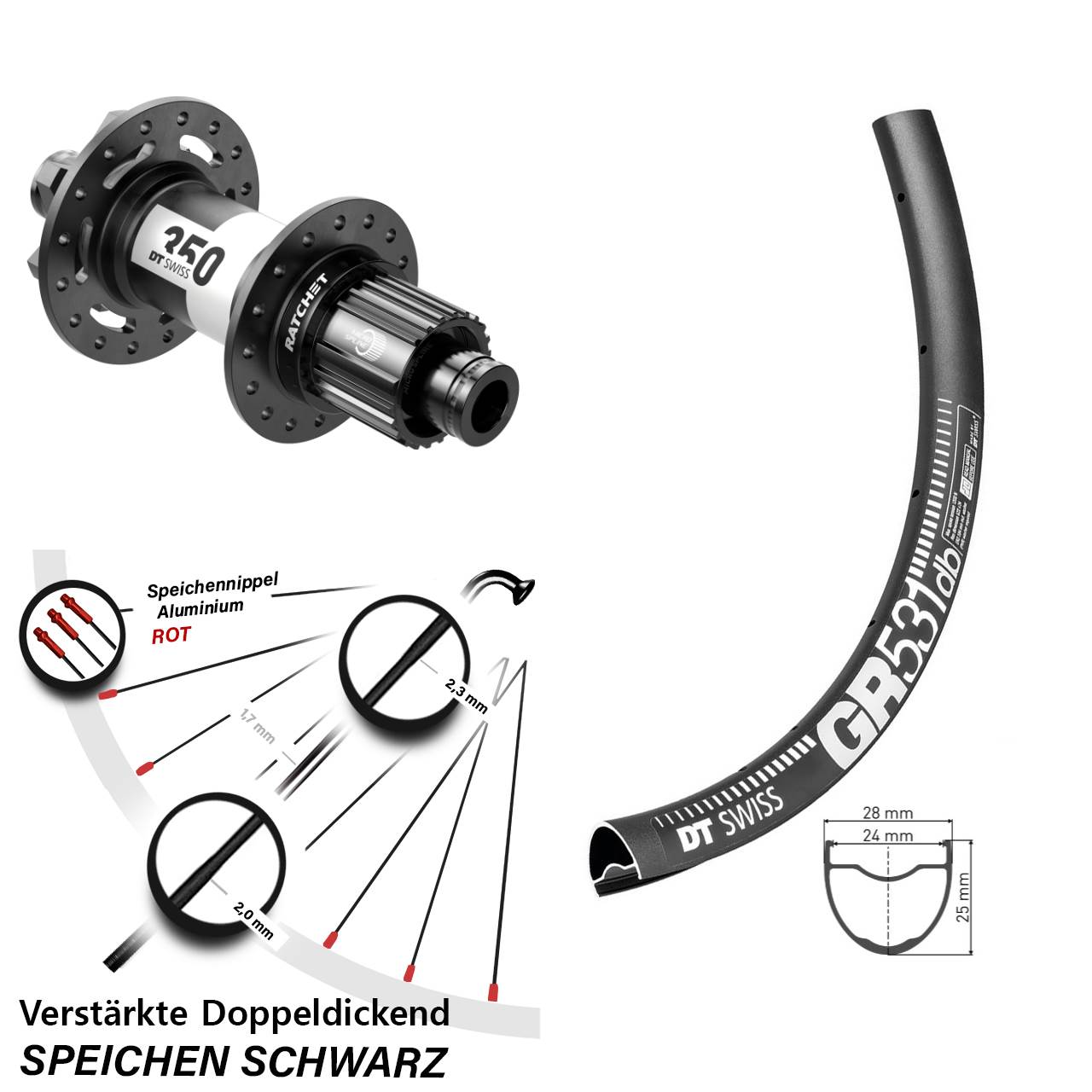 Disc Hinterrad 12x148 650B DT Swiss GR 531-350 Shimano Micro Spline