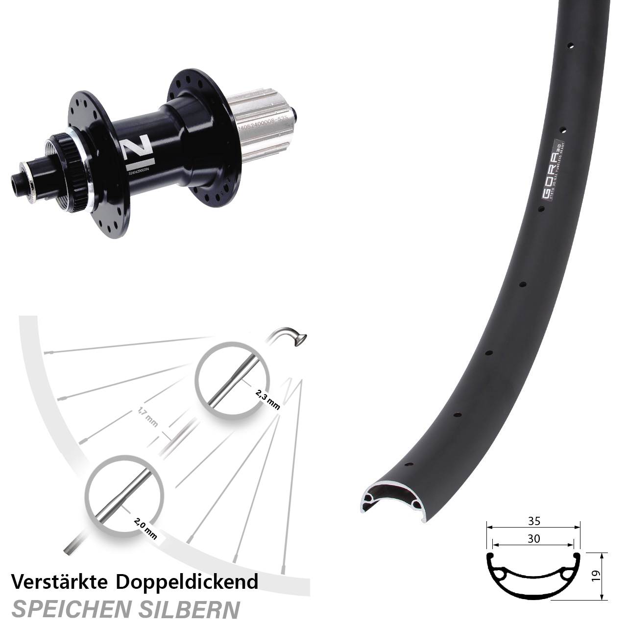 Gora 30 Novatec D042 29 Zoll Hinterrad Centerlock für Schnellspanner 8-12 fach