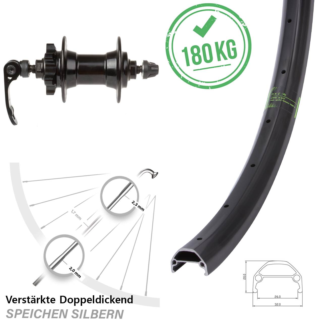 20 Zoll KX Evo Novatec Vorderrad 6-Loch QR