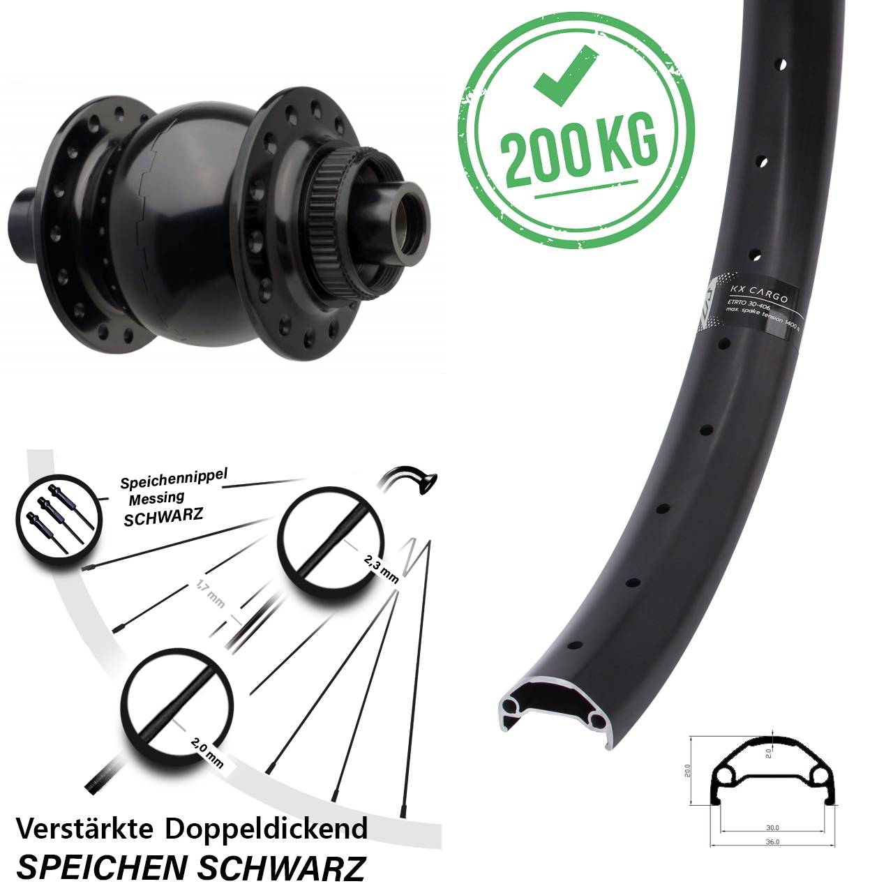 Centerlock 29 Zoll Vorderrad mit Dynamo KX Cargo SON 28 15x110 Boost