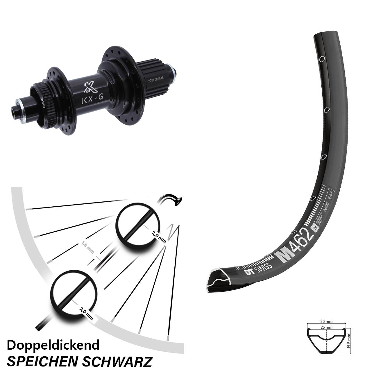 Disc Hinterrad 27,5 Zoll DT Swiss M 462 KX-GS verstärkt Micro Spline QR