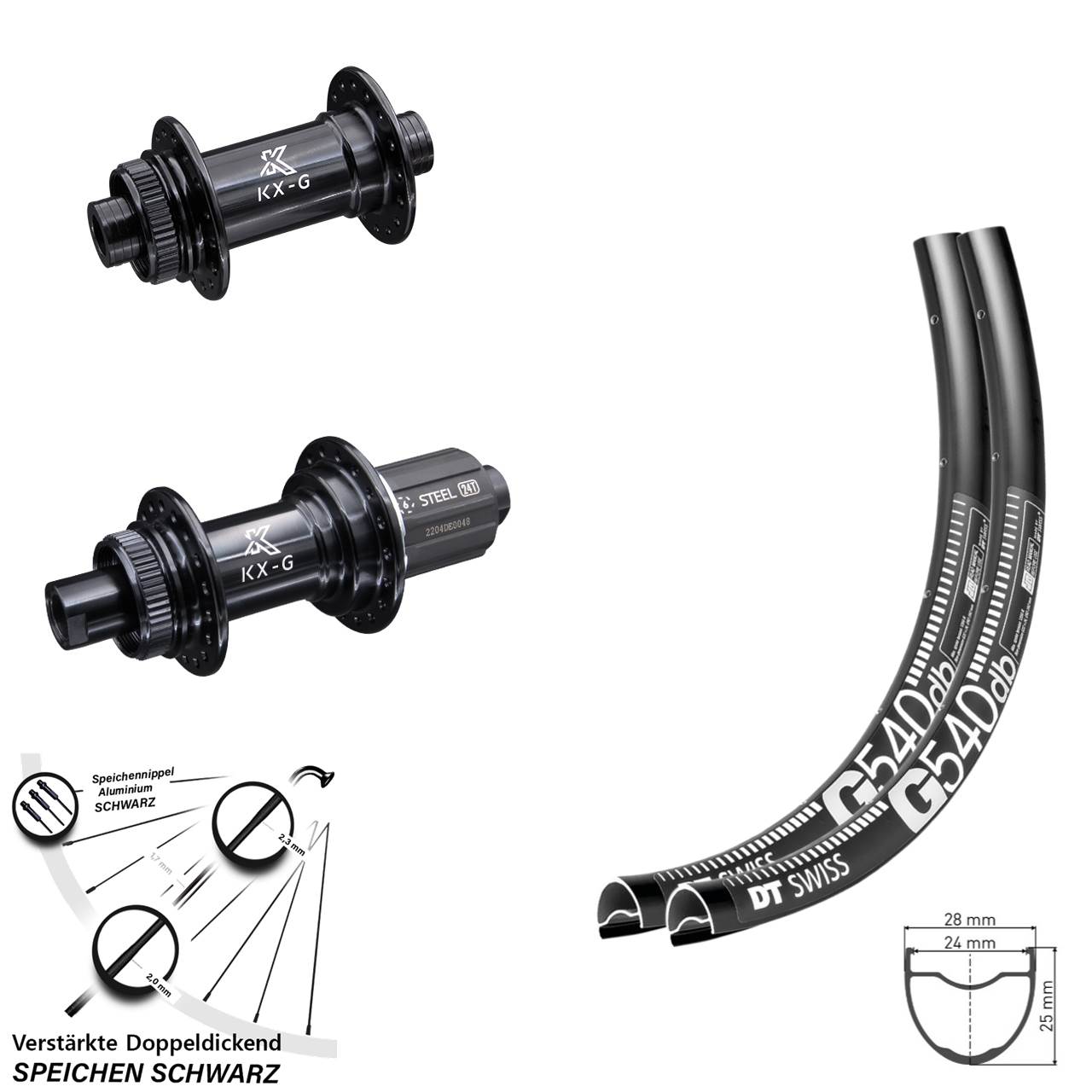 Disc Laufradsatz 29 Zoll DT Swiss G540 KX-GS verstärkt 8-12 fach HG 15x100 12x142