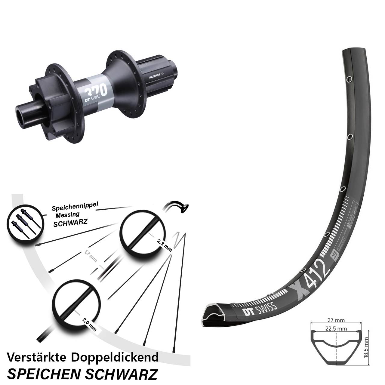 29 Zoll DT Swiss X 412-370 Disc Laufrad 12x148 8-11 fach HG