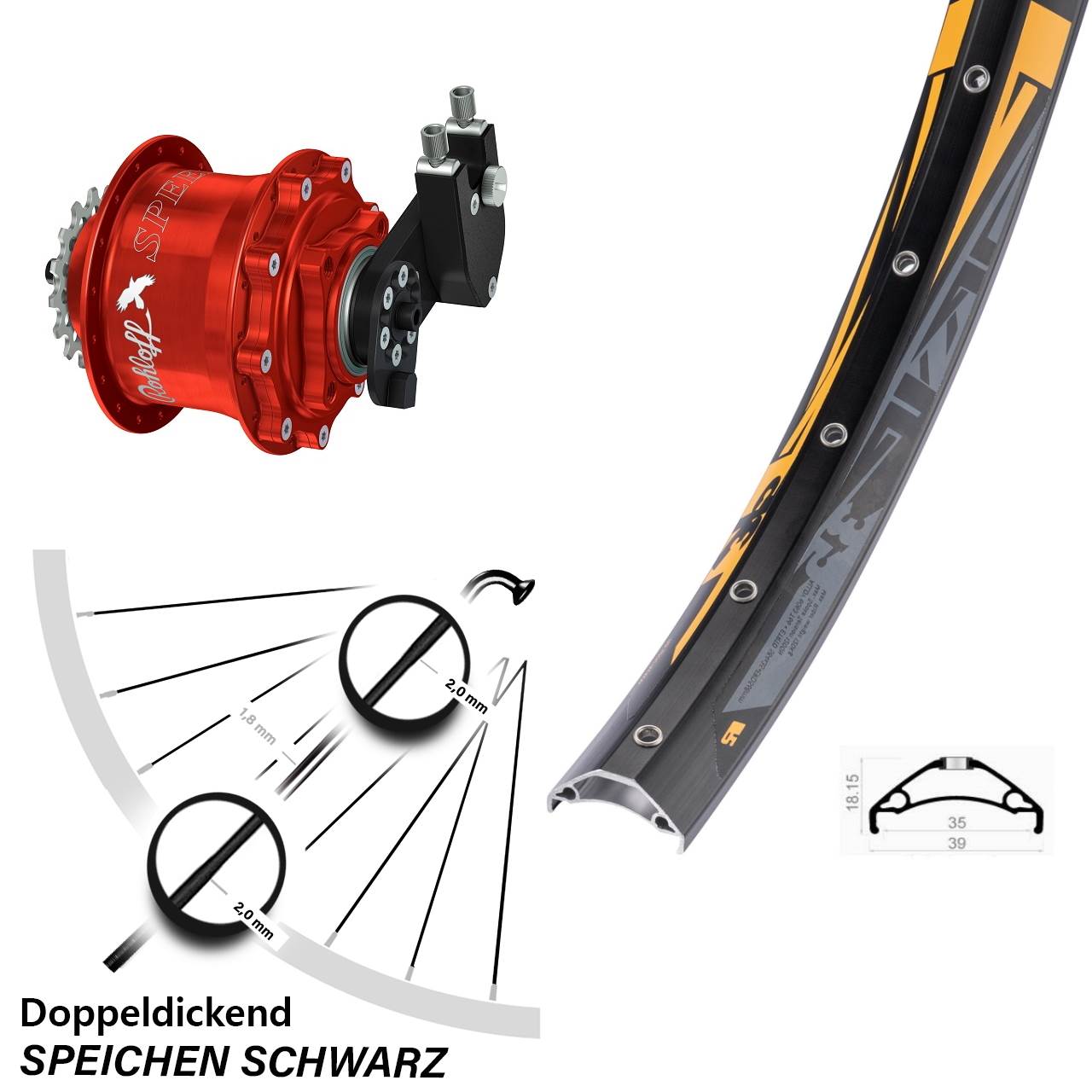 27,5 Zoll Rodi TRYP 35 Rohloff CC DB OEM Tandem rot