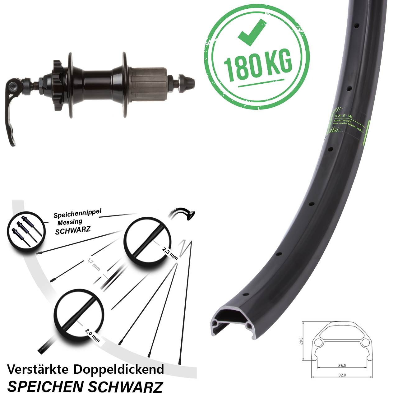 26 Zoll KX Evo Novatec Disc Laufrad für Schnellspanner 8-11 fach