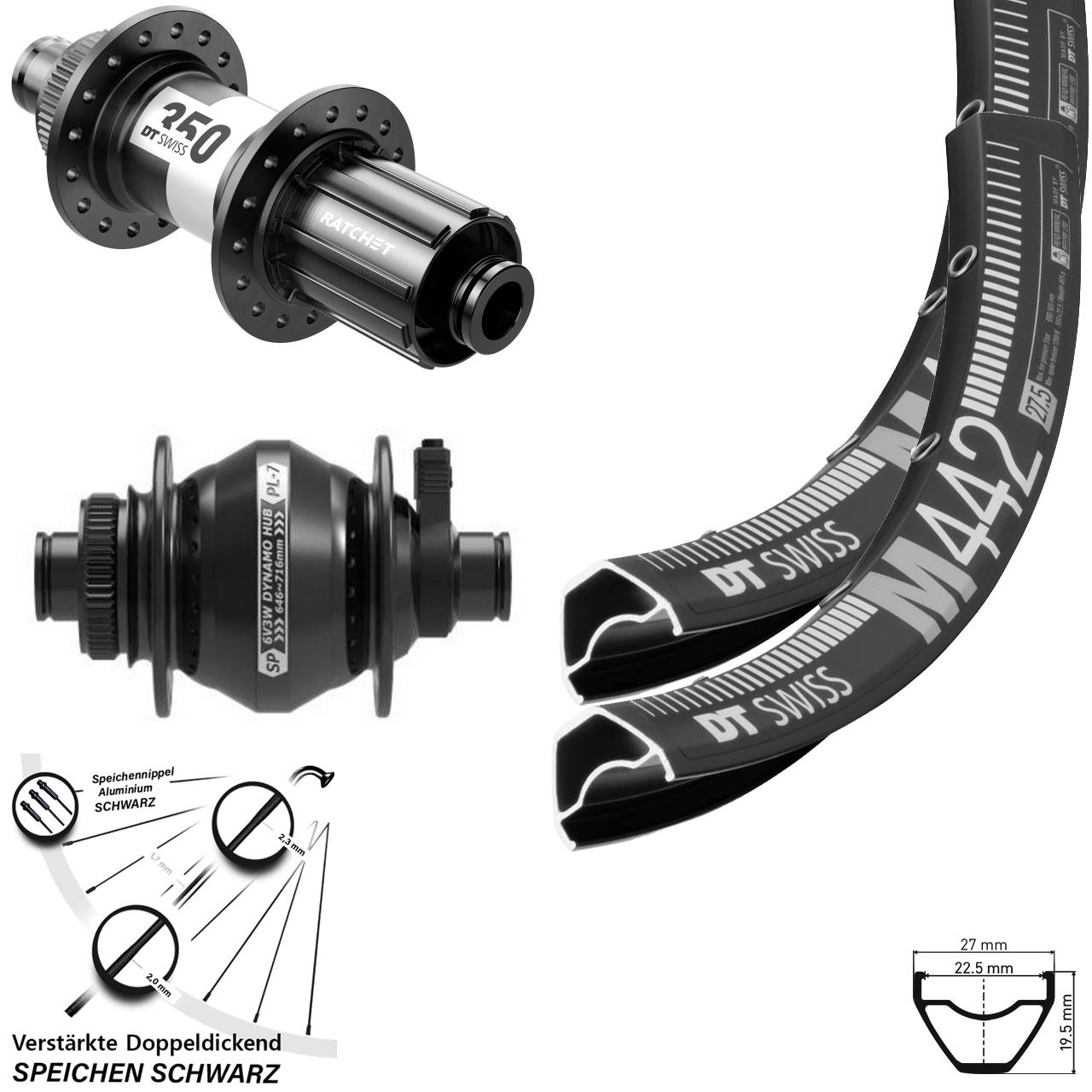 Laufradsatz Centerlock 29 Zoll DT Swiss M442-350 Shutter PL-7 11-12 fach HG 12x100/142