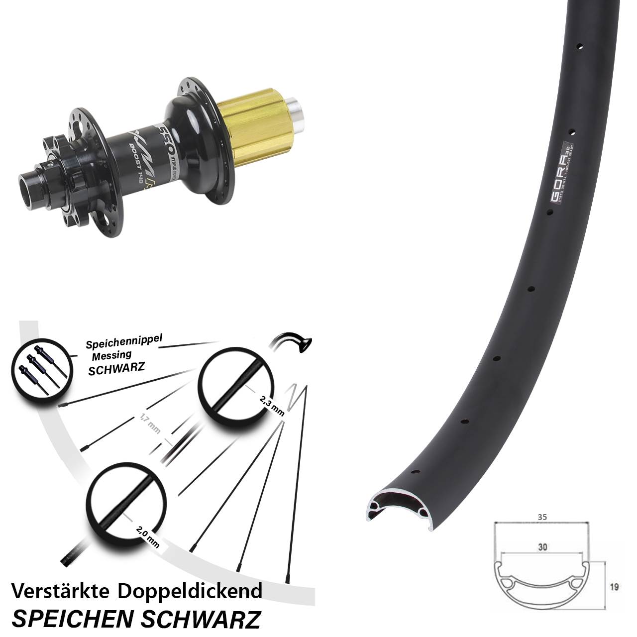 26 Zoll Gora 30 Miche XMH 550 6-Loch Hinterrad 12x148 8-11 fach HG
