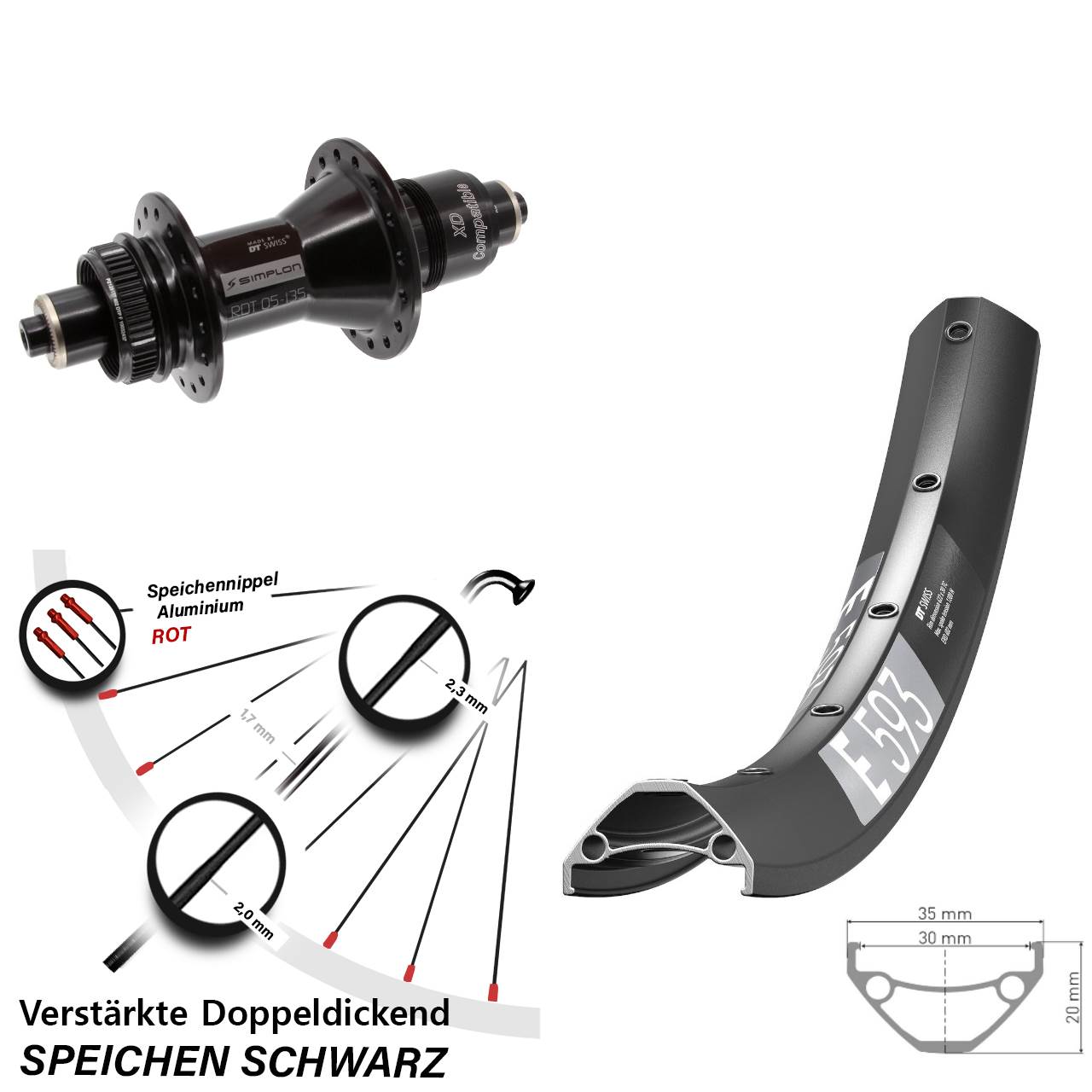Disc Hinterrad 650B DT Swiss E 593-370 SRAM XD QR