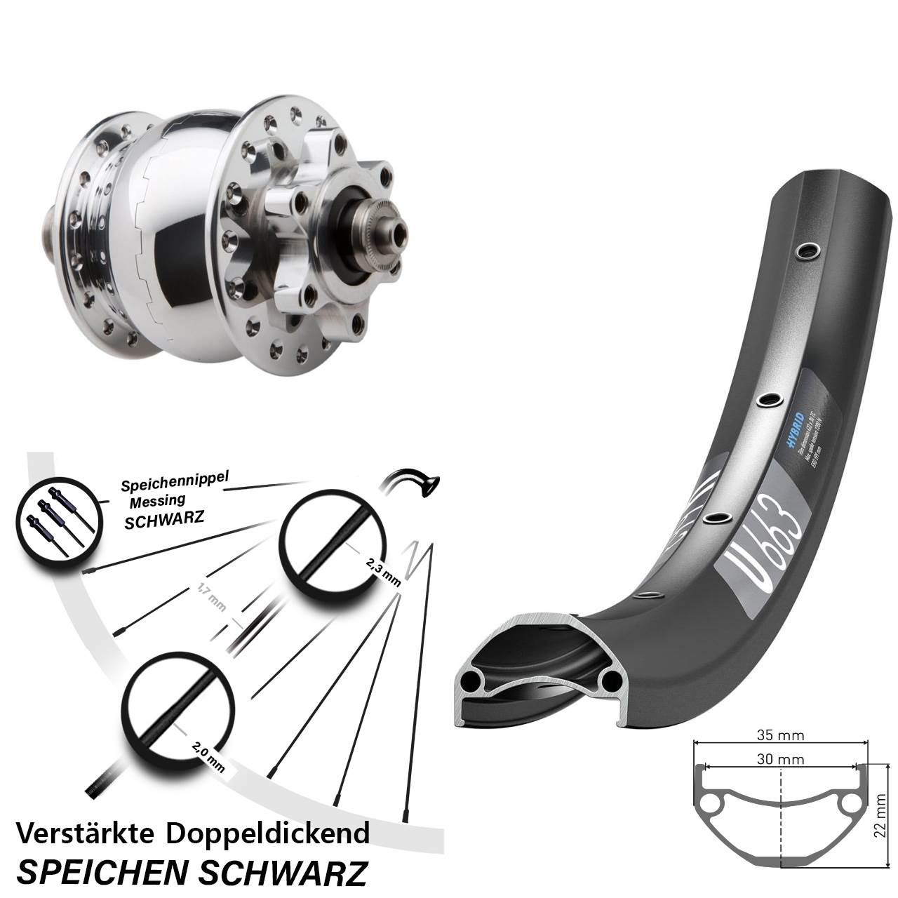 6-Loch Vorderrad mit Nabendynamo für Schnellspanner 29 Zoll DT Swiss U663 SON 28