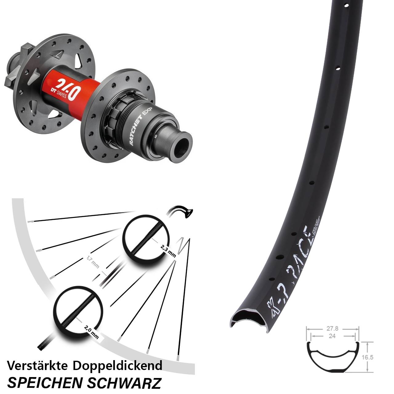 KX-R Race DT Swiss 240 EXP 29 Zoll Disc Hinterrad 12x148 Boost SRAM XD