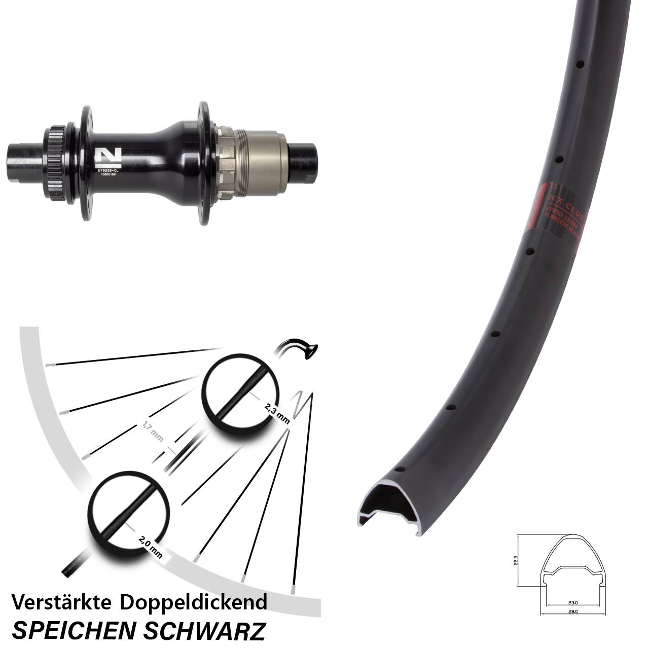 Hinterrad Centerlock 12x142 27,5 Zoll KX Clue Novatec D792 SRAM XDR