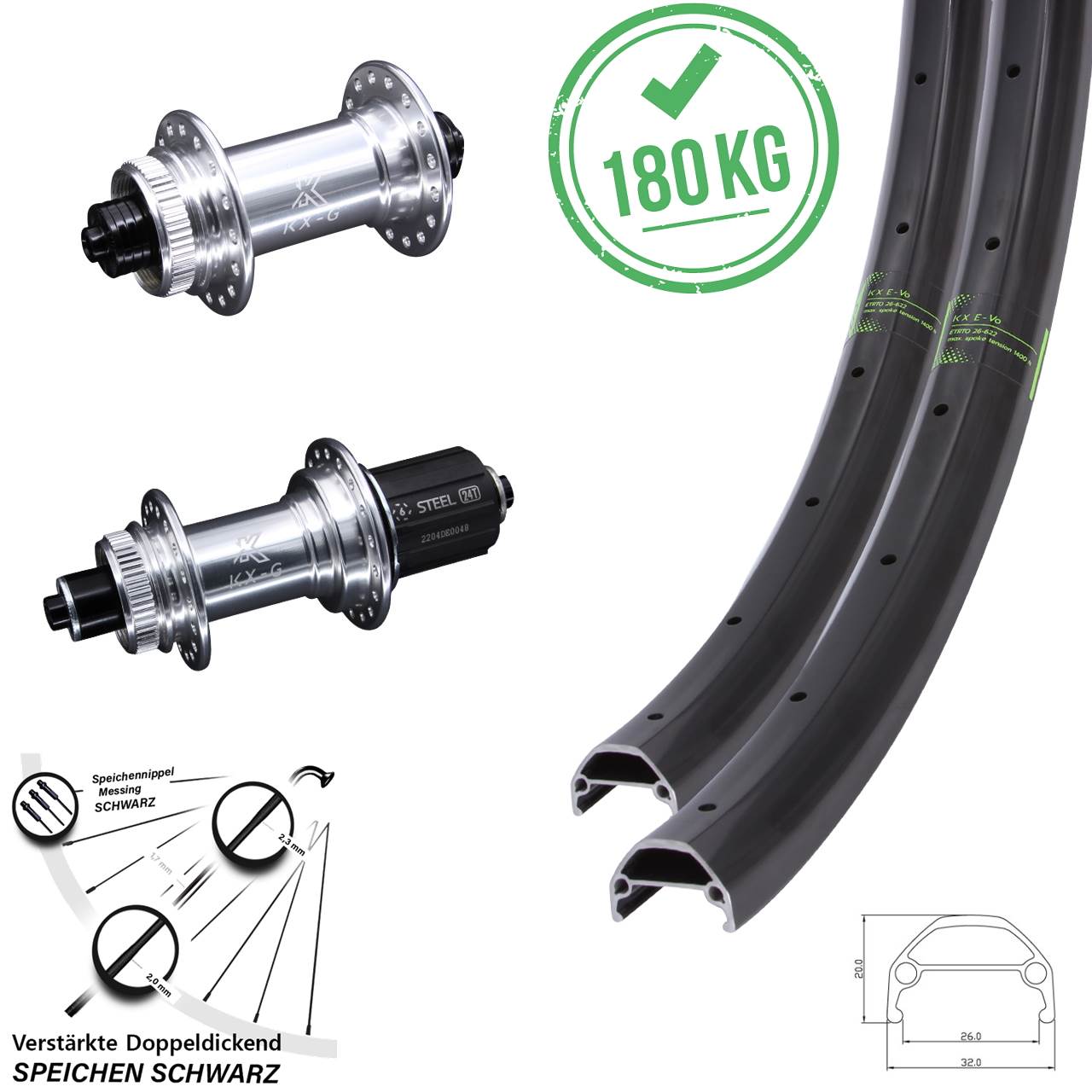 Disc Laufradsatz 27,5 Zoll KX-GS Evo 8-12 fach HG QR