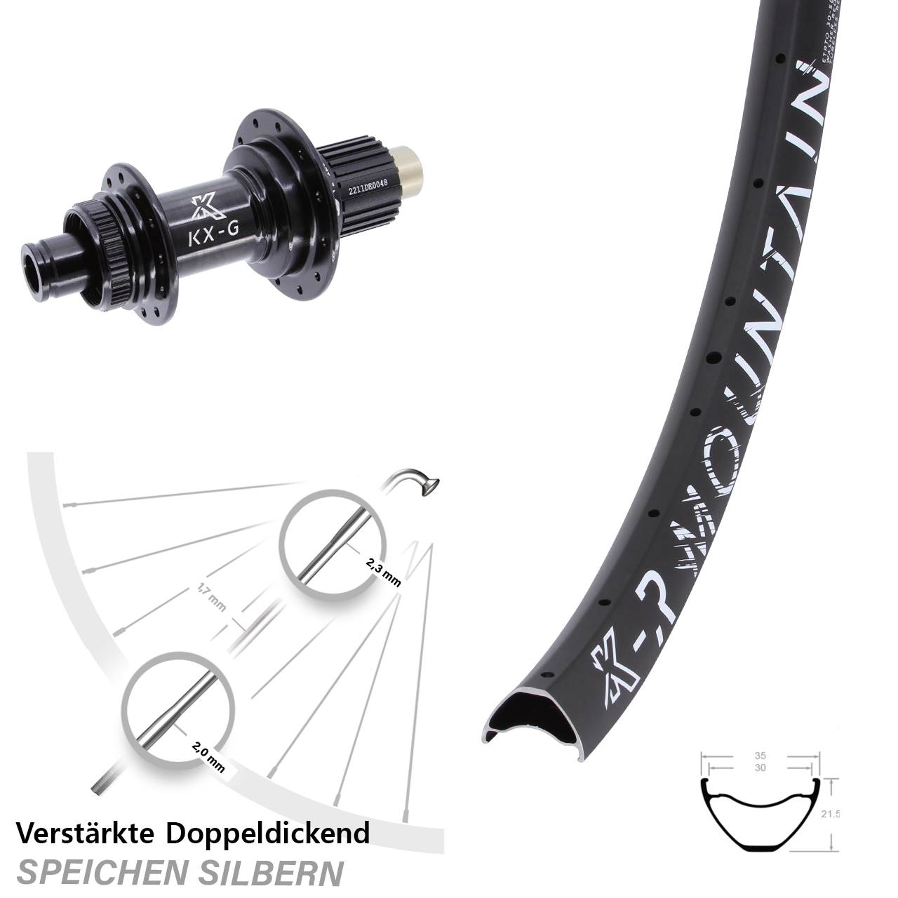Disc Hinterrad 29 Zoll KX-R Mountain Sapim E-Light Shimano Micro Spline 12x142