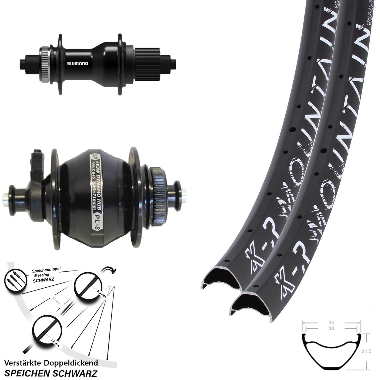 Disc Laufrad-Satz 27,5 Zoll KX-R Mountain Shimano FH-QC500-MS Shutter PL-8 MS12