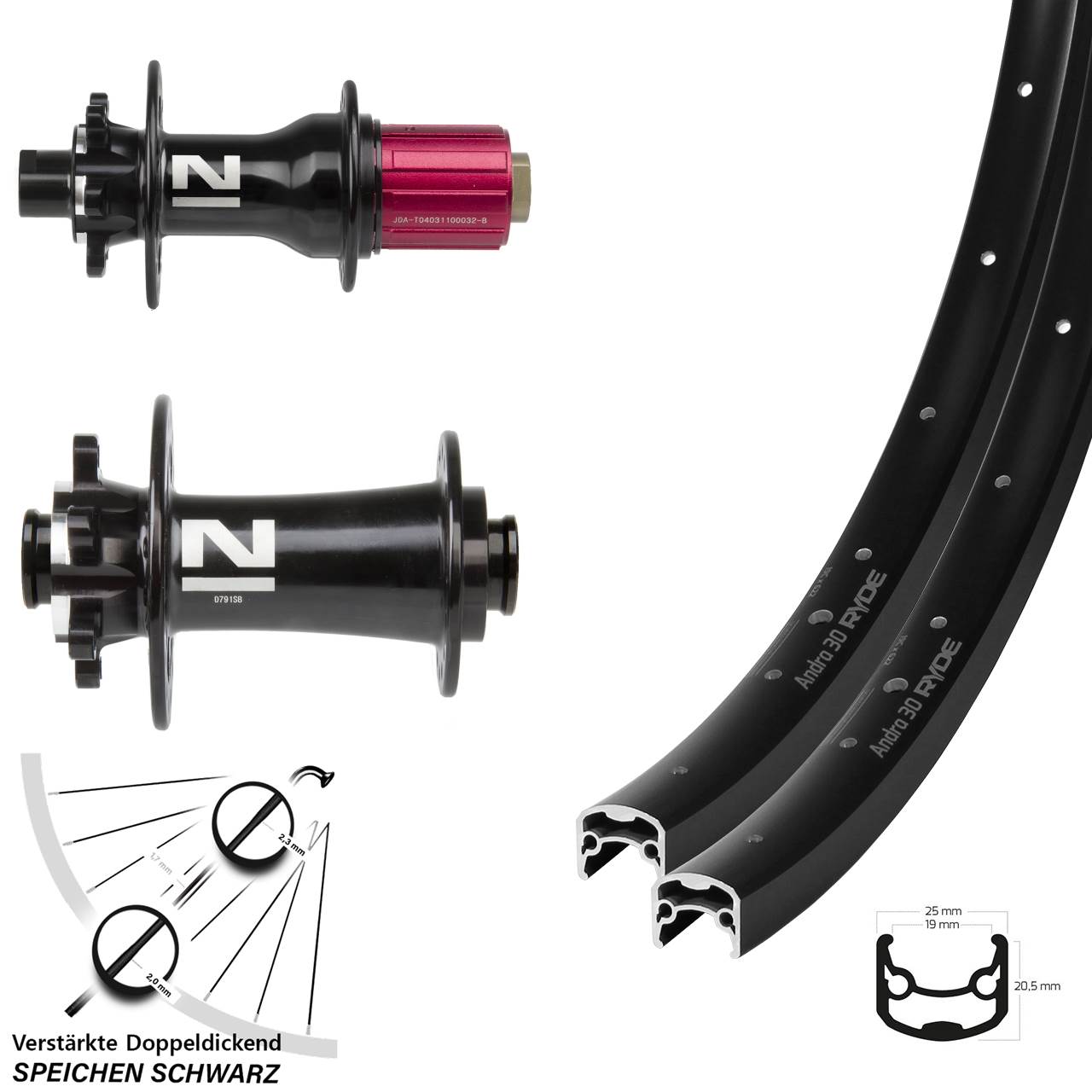 Disc Laufradsatz 28-29 Zoll Ryde Andra 30 Novatec D791 HG 8-12 fach 15x100/12x142