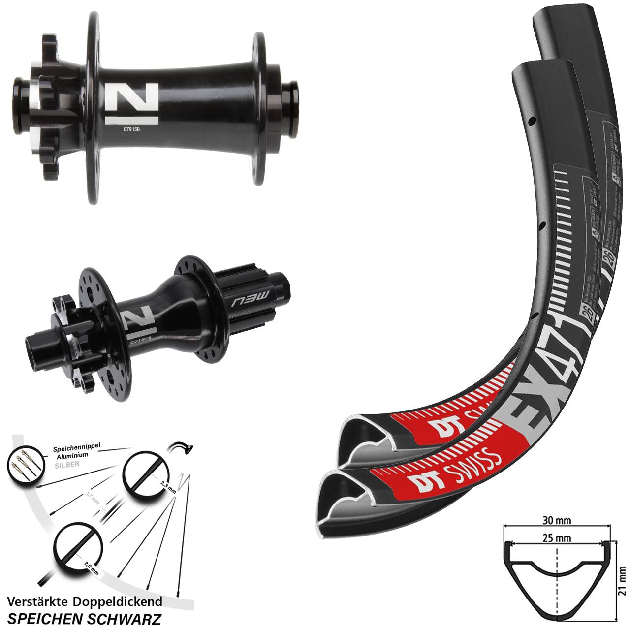 Disc Laufradsatz 27,5 Zoll DT Swiss EX471 Novatec D791 Superlight Campa N3W 12x100/142