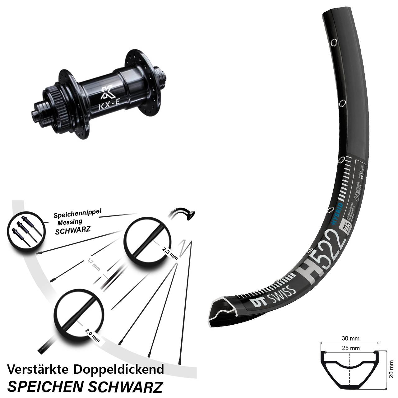 29 Zoll Vorderrad DT Swiss H 522 mit KX-E Nabe für Schnellspanner