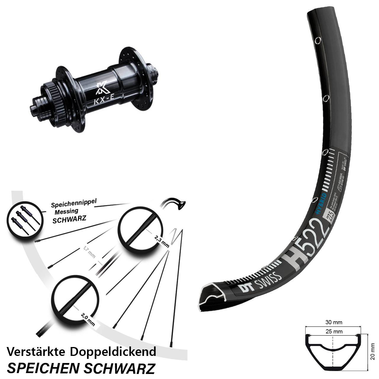 29 Zoll Vorderrad DT Swiss H 522 mit KX-E Nabe für Schnellspanner