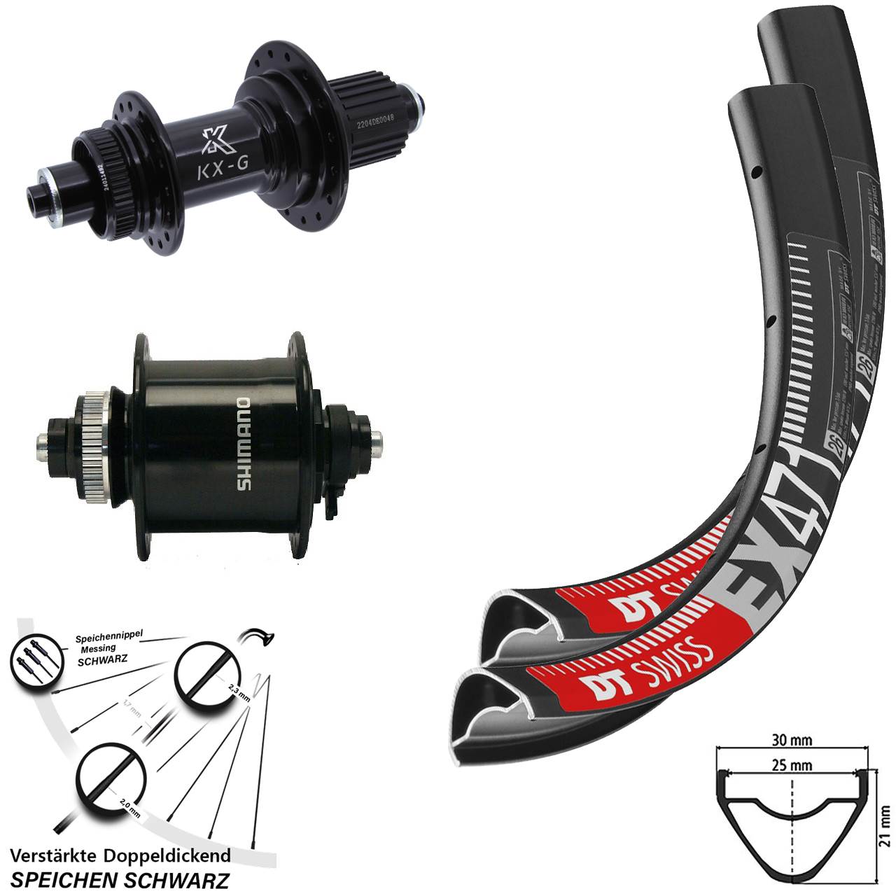 Disc Laufrad-Satz 650B DT Swiss EX471 KX-GS Heavy Duty Shimano DH-UR700-3D Micro Spline QR