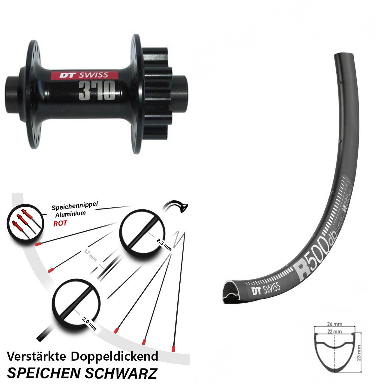 Vorderrad 6-Loch 28 Zoll DT Swiss R 500-370 12x100
