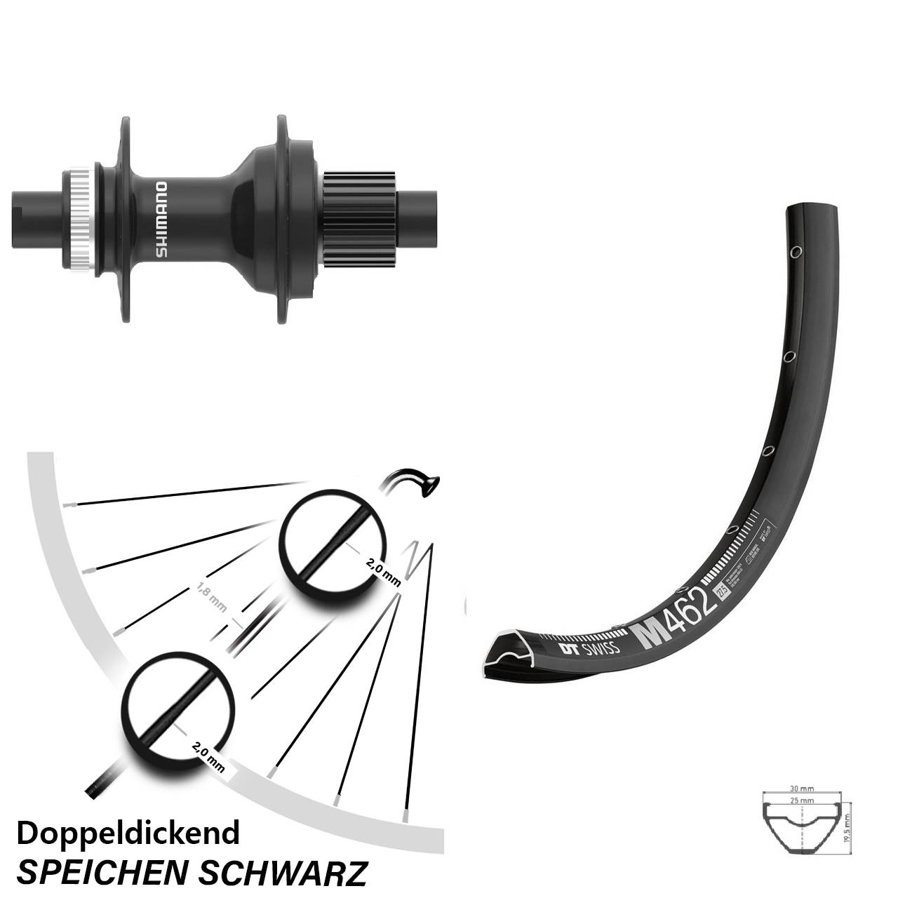 Centerlock Hinterrad 27,5 Zoll DT Swiss M462 Shimano FH-MT410 Micro Spline 12x142
