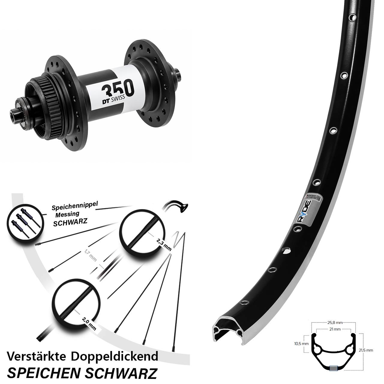 Vorderrad QR 26 Zoll DT Swiss 350 Ryde Zac 421