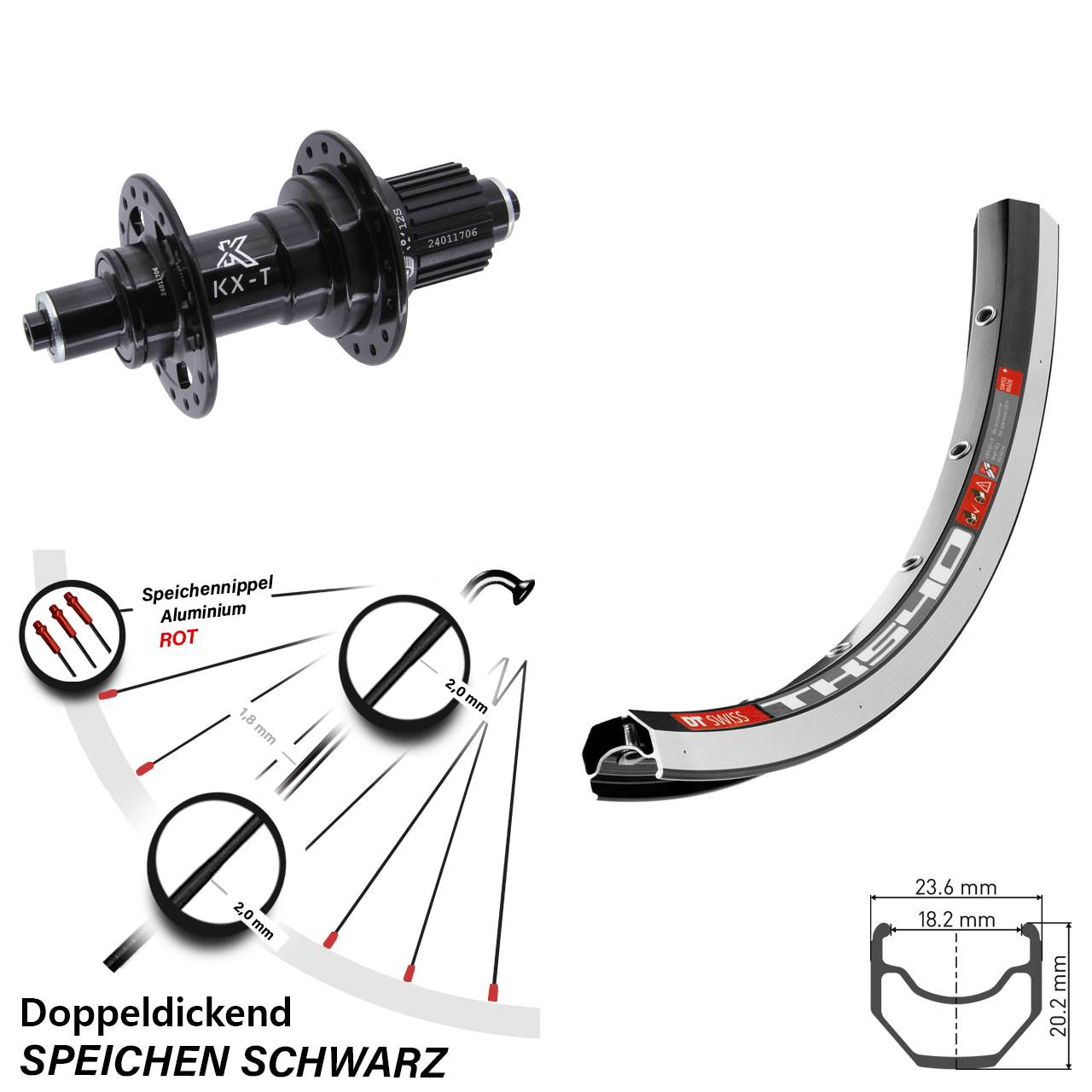 DT Swiss TK 540 KX-T 28 Zoll Hinterrad QR Micro Spline