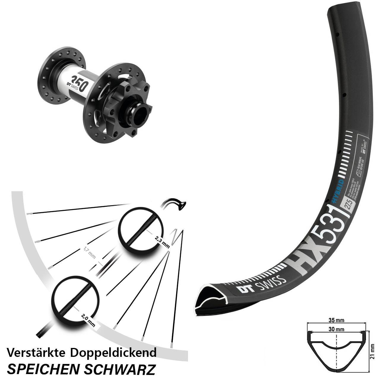 Disc Vorderrad 12x100 29 Zoll DT Swiss HX531-350