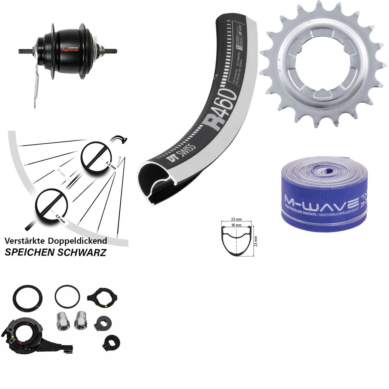Hinterrad 28 Zoll Shimano Nexus 8 Gang DT Swiss R460 Rücktrittbremse