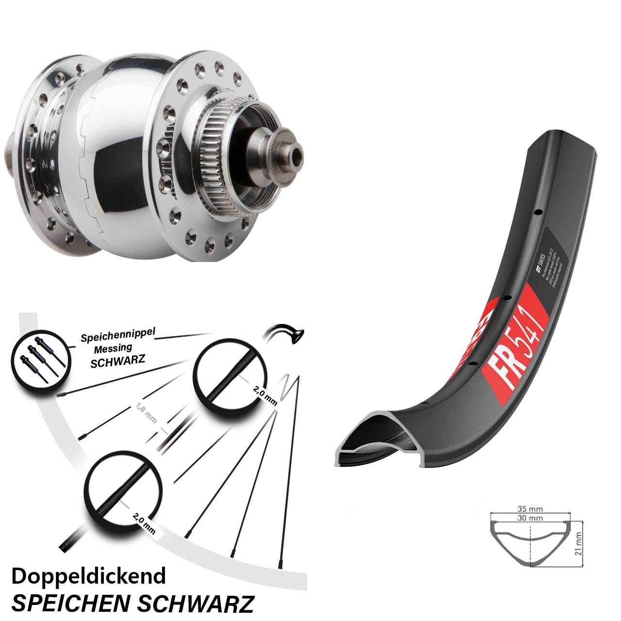 Disc Vorderrad mit Nabendynamo QR 29 Zoll DT Swiss FR 541 SON 28 poliert