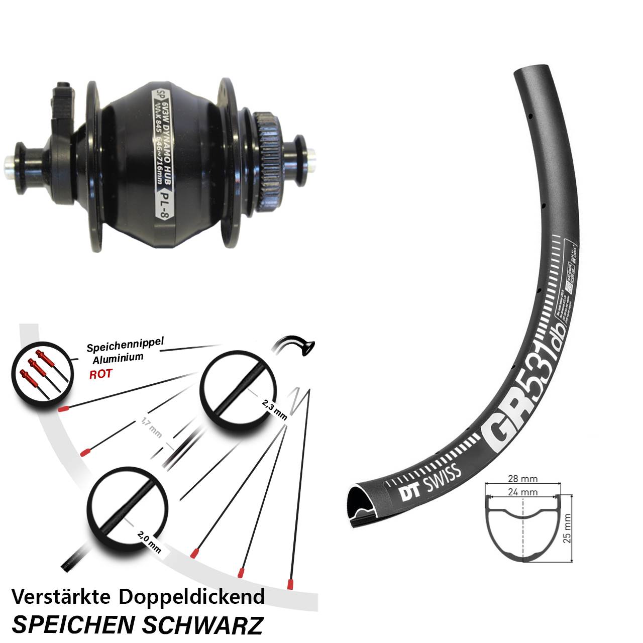 Vorderrad 28-29 Zoll DT Swiss GR 531 Disc Shutter PL-8