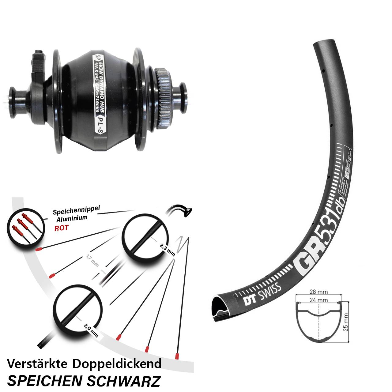Vorderrad 28-29 Zoll DT Swiss GR 531 Disc Shutter PL-8