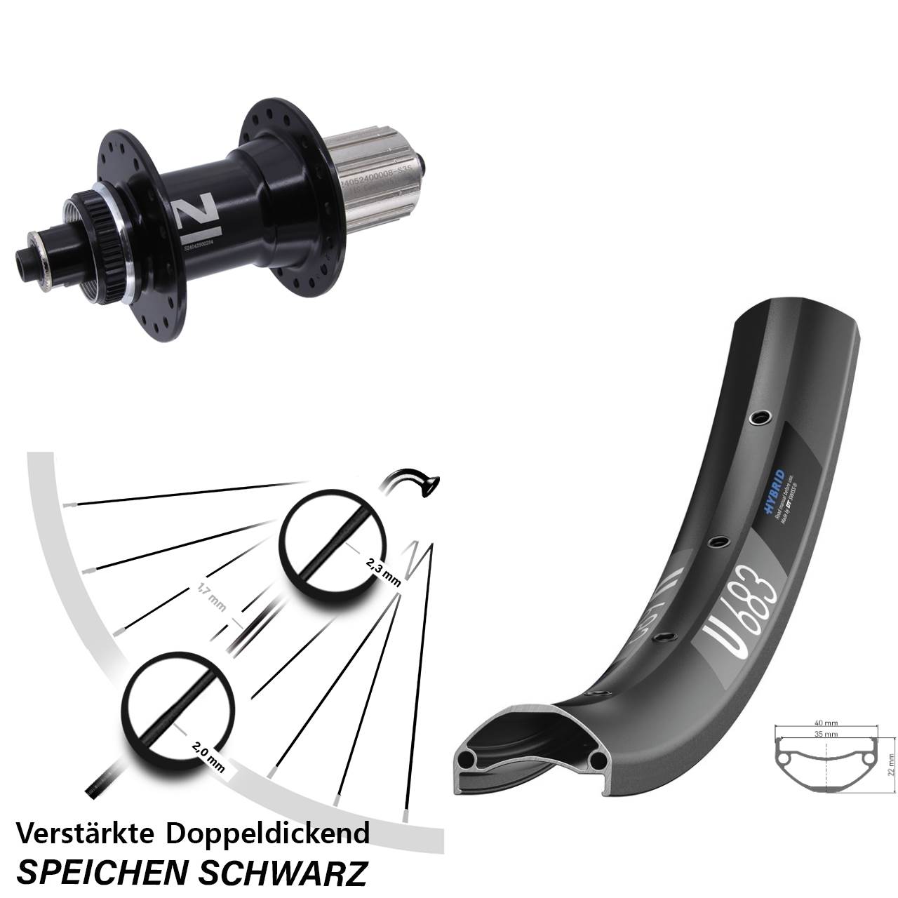 Centerlock Hinterrad QR 27,5 Zoll DT Swiss U 683 Novatec D042 8-12 fach HG