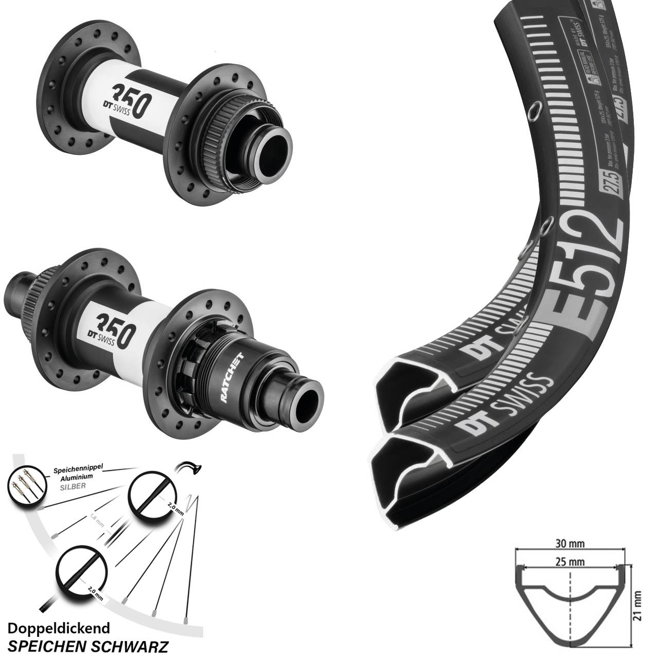 E512 DT Swiss 350 Centerlock 29 Zoll Laufradsatz 15x110 12x148 Boost Sram XD 11-12 fach