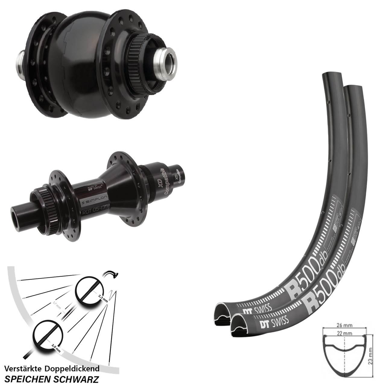 Disc Laufradsatz 12x100/142 28 Zoll DT Swiss R500-370 SONdelux XD