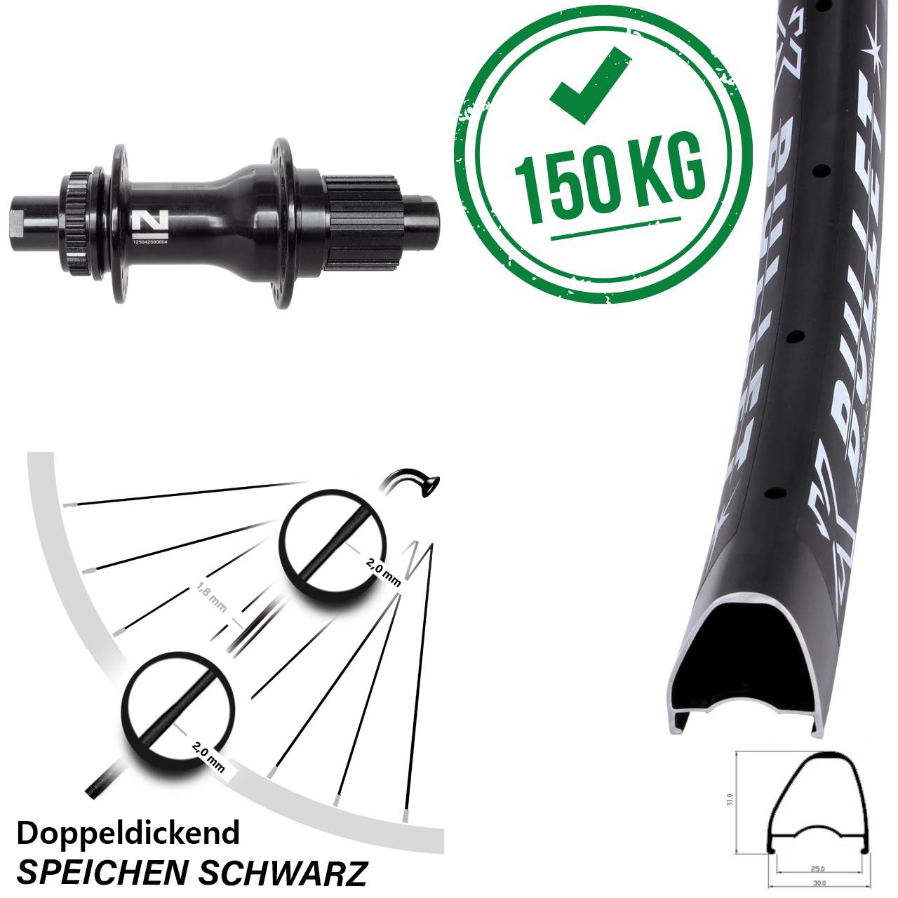 Disc Laufrad 28 Zoll KX Bullet OS Novatec D792SB Shimano Micro Spline 12x142