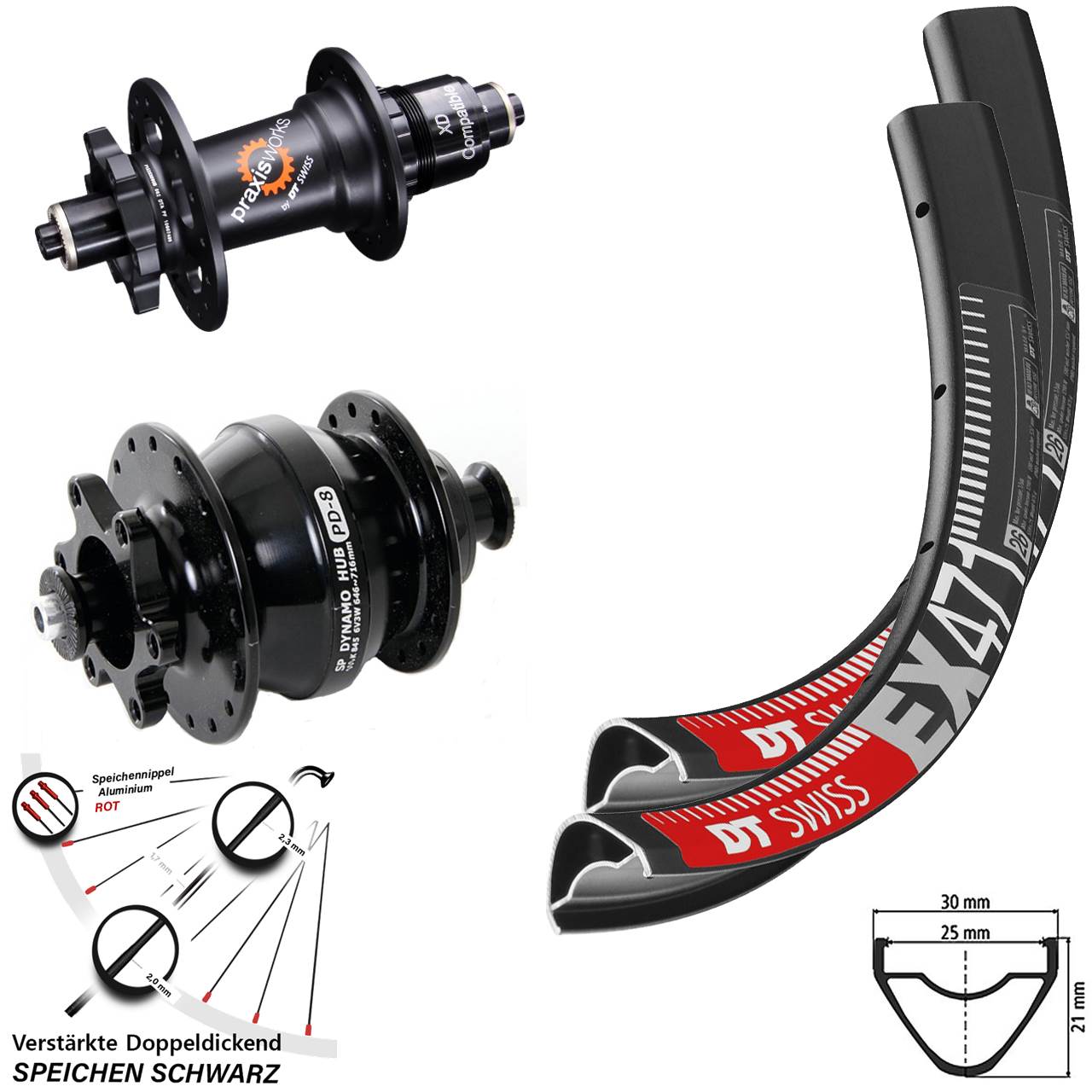 DT Swiss EX471-350 Shutter Precision PD-8 Disc 6-Loch 27,5 Zoll Laufradsatz QR XD