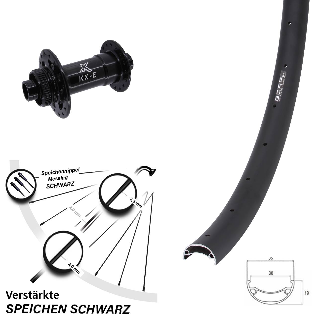 29 Zoll Gora 30 KX-E Vorderrad Centerlock 15x110 Boost