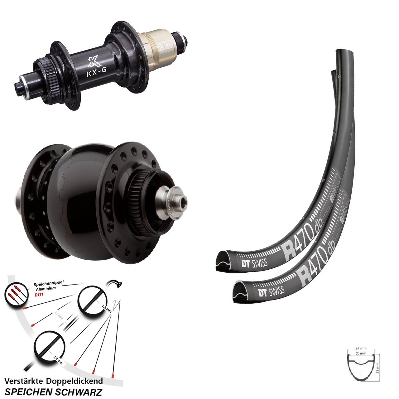 Disc Laufrad-Satz 28 Zoll DT Swiss R470 KX-G SONdelux SRAM XDR für Schnellspanner