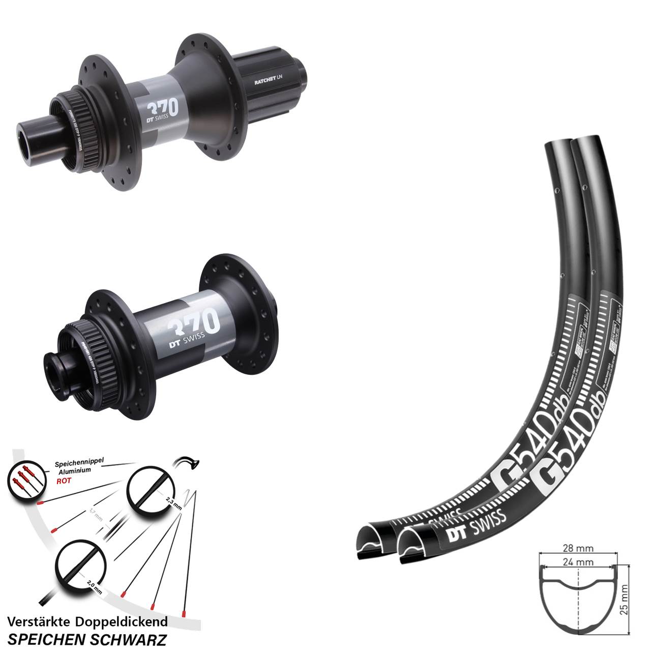 Centerlock Laufradsatz 29 Zoll DT Swiss G 540-370 11-12 fach HG 15x100 12x142