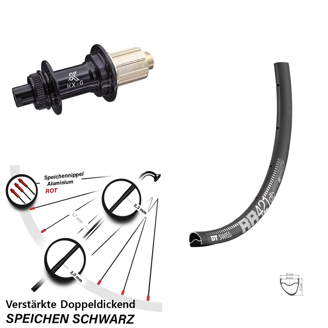 Disc Laufrad 28 Zoll DT Swiss RR421 KX-G 8-12 fach HG 12x142