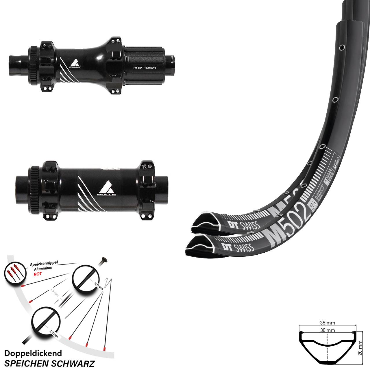 29 Zoll Laufradsatz Boost DT Swiss M 502 Straightpull Formula