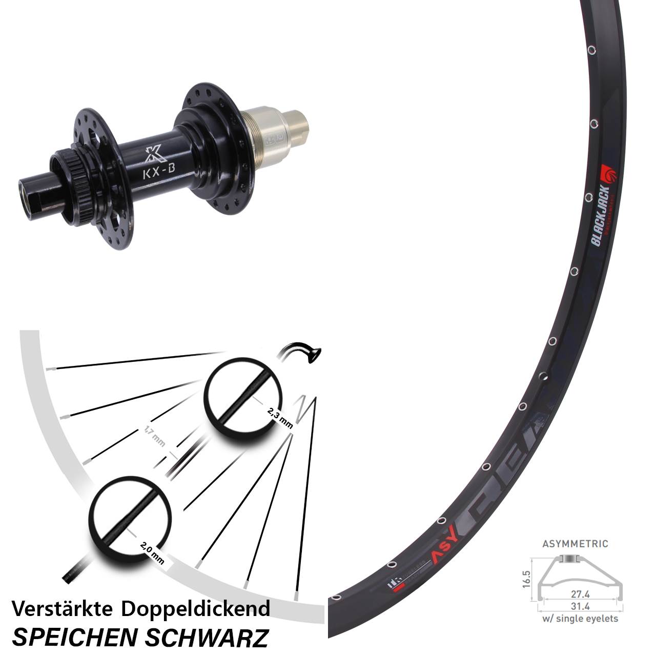 Boost Disc Hinterrad 12x148 27,5 Zoll Rodi Ready 27 KX-B XD