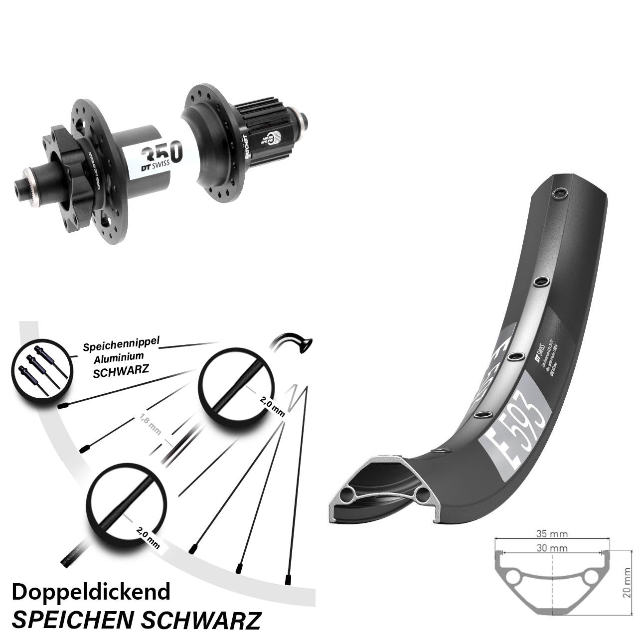 Boost Hinterrad 6-Loch QR 29 Zoll DT Swiss E 593 350 Micro Spline