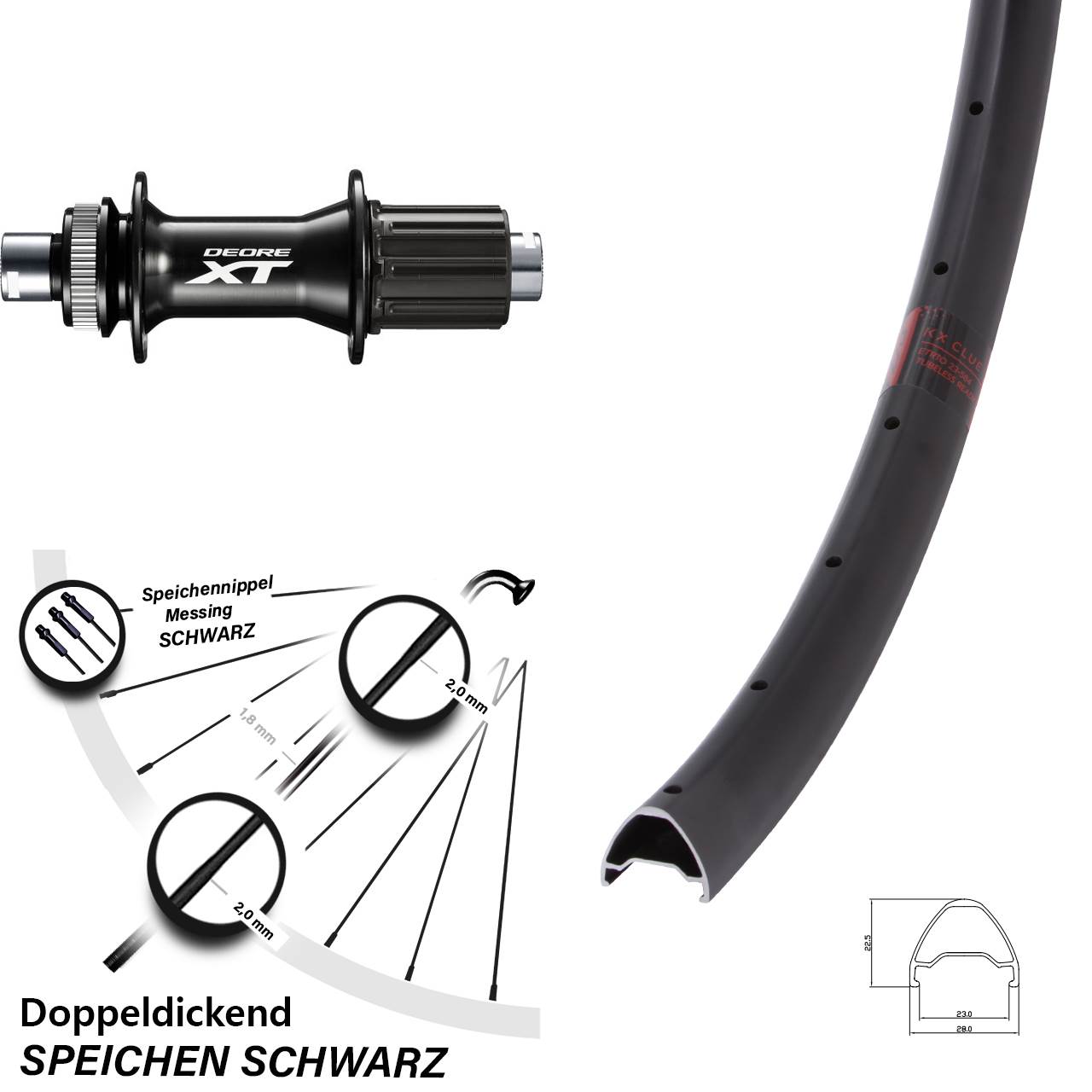 Disc Hinterrad 27,5 Zoll KX Clue Shimano FH-M8010-B 8-11 fach 12x148
