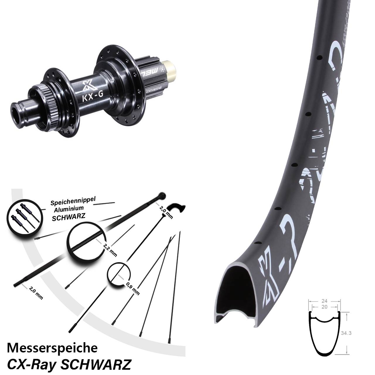 Disc Hinterrad 12x142 28 Zoll KX-R Road Messerspeiche Steckachse Campagnolo N3W CX-Ray